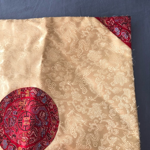 Set of 2 - 16in Square Chinese Style Gold Red Brocade Pillow Covers - Picture 4 of 16